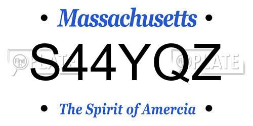 S44YQZ Massachusetts License Plate