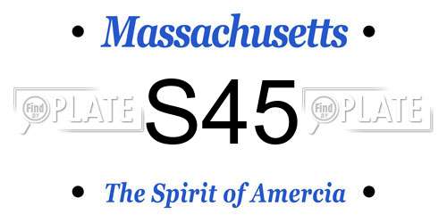S45 Massachusetts License Plate