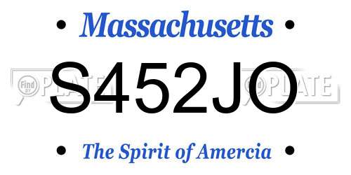 S452JO Massachusetts License Plate