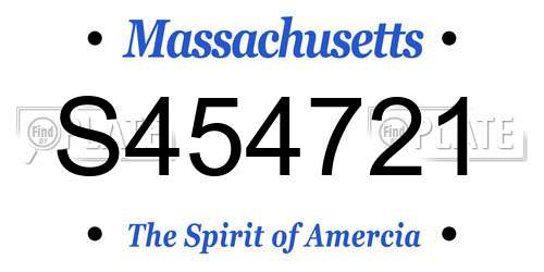S454721 Massachusetts License Plate