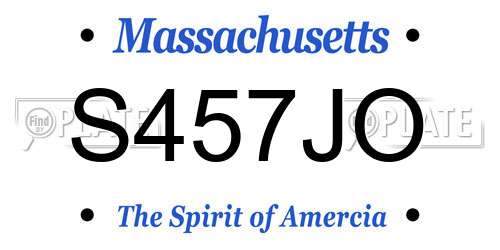 S457JO Massachusetts License Plate