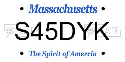 S45DYK Massachusetts License Plate