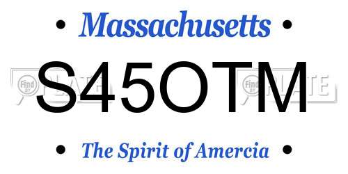 S45OTM Massachusetts License Plate
