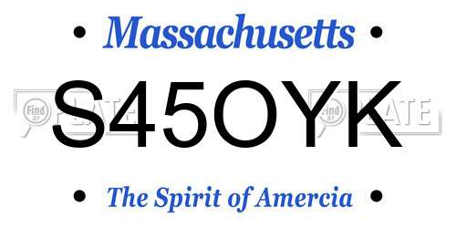 S45OYK Massachusetts License Plate
