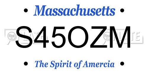 S45OZM Massachusetts License Plate