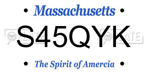 S45QYK Massachusetts License Plate