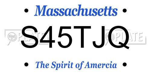 S45TJQ Massachusetts License Plate