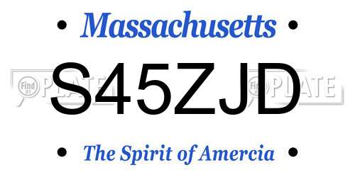 S45ZJD Massachusetts License Plate