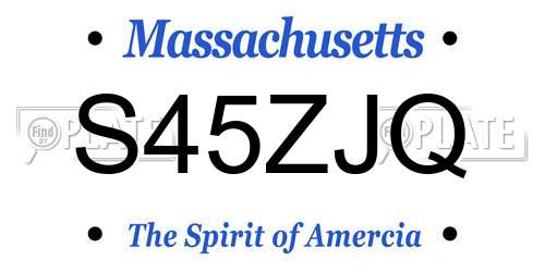 S45ZJQ Massachusetts License Plate