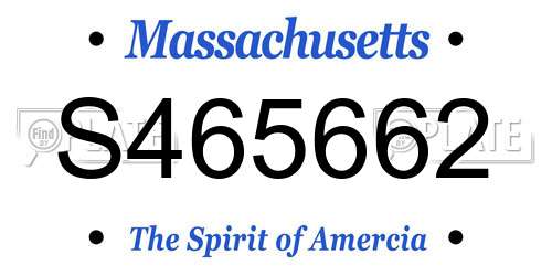 S465662 Massachusetts License Plate