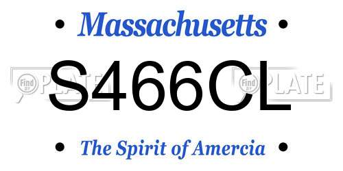 S466CL Massachusetts License Plate