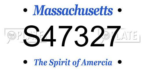 S47327 Massachusetts License Plate