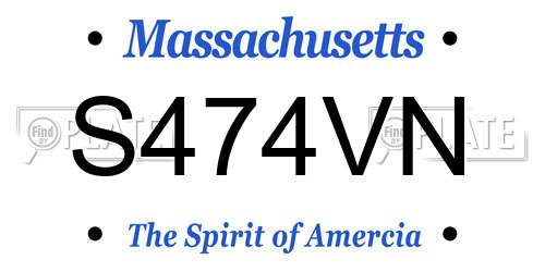 S474VN Massachusetts License Plate