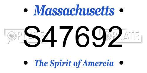 S47692 Massachusetts License Plate