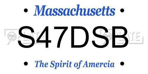 S47DSB Massachusetts License Plate