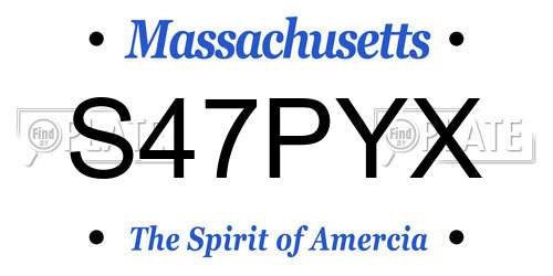 S47PYX Massachusetts License Plate