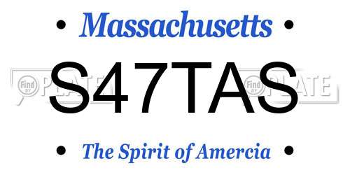 S47TAS Massachusetts License Plate