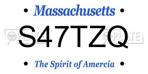S47TZQ Massachusetts License Plate