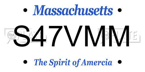 S47VMM Massachusetts License Plate