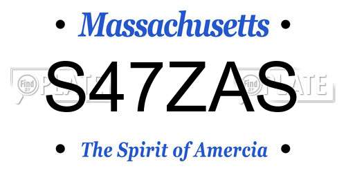 S47ZAS Massachusetts License Plate