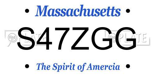 S47ZGG Massachusetts License Plate