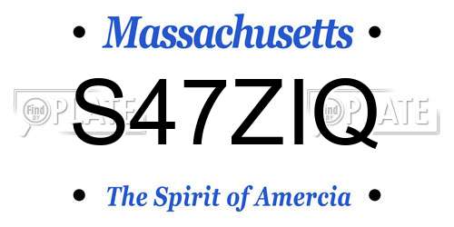 S47ZIQ Massachusetts License Plate