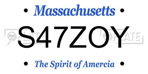 S47ZOY Massachusetts License Plate