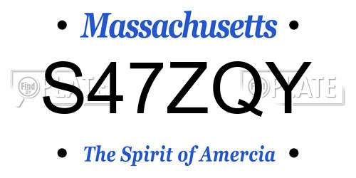 S47ZQY Massachusetts License Plate