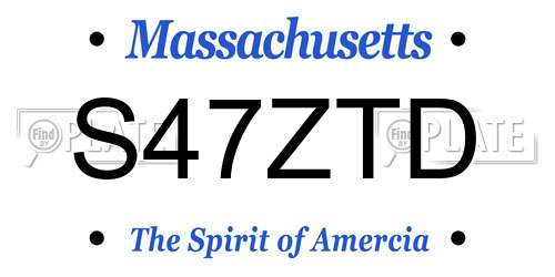 S47ZTD Massachusetts License Plate