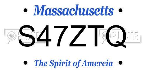 S47ZTQ Massachusetts License Plate