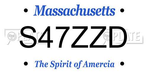 S47ZZD Massachusetts License Plate