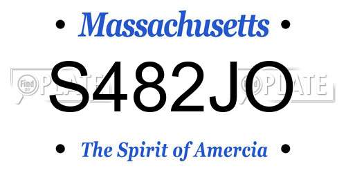 S482JO Massachusetts License Plate