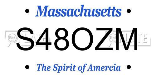 S48OZM Massachusetts License Plate