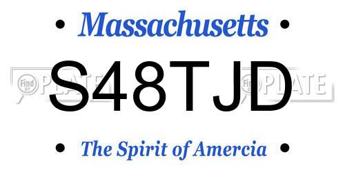 S48TJD Massachusetts License Plate