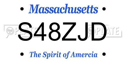 S48ZJD Massachusetts License Plate