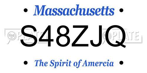 S48ZJQ Massachusetts License Plate