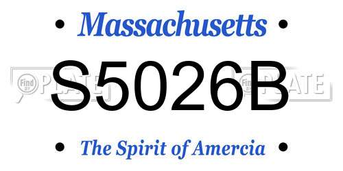 S5026B Massachusetts License Plate