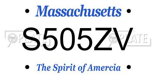 S505ZV Massachusetts License Plate
