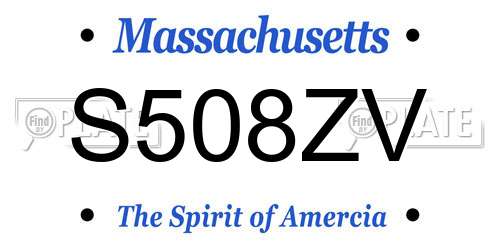 S508ZV Massachusetts License Plate