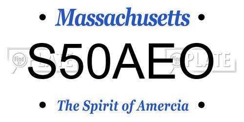 S50AEO Massachusetts License Plate