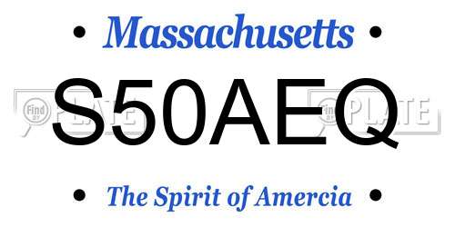 S50AEQ Massachusetts License Plate