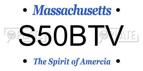 S50BTV Massachusetts License Plate