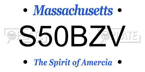 S50BZV Massachusetts License Plate
