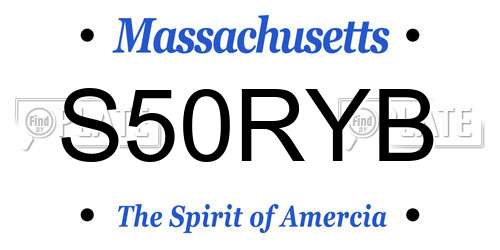 S50RYB Massachusetts License Plate