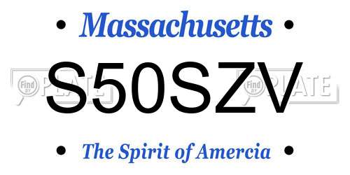S50SZV Massachusetts License Plate