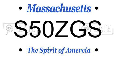 S50ZGS Massachusetts License Plate