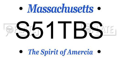 S51TBS Massachusetts License Plate