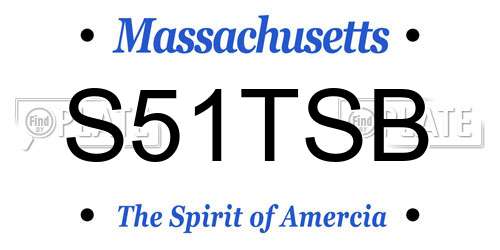 S51TSB Massachusetts License Plate
