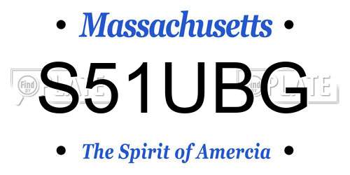 S51UBG Massachusetts License Plate