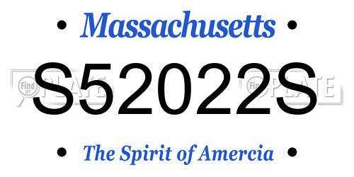 S52022S Massachusetts License Plate